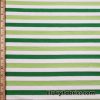 Kelly Green, Lime Greeen and White Stripes with Silver Lurex Accents Rayon Spandex Jersey Knit Fabric at FlukyFabrics.com