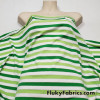 Kelly Green, Lime Green, and White Striped Rayon Spandex Jersey Knit Fabric with Silver Lurex Accents
