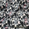 Gray Orchids and Triangles Abstract Print Swimsuit Spandex Fabric