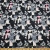 Gray Orchids and Triangles Abstract Print Swimsuit Spandex Fabric at FlukyFabrics.com