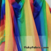 Vertical Rainbow Lines Print 2 Way Stretch Mesh Poly Spandex Fabric by the Yard