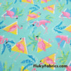 Flamingos and Triangles Print Swimsuit Nylon Spandex Fabric by the Yard
