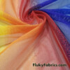 Vertical Rainbow Lines Print 2 Way Stretch Mesh Poly Spandex Fabric by the Yard