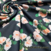 Peach Roses on Charcoal Nylon Spandex Fabric for Bikini Swimsuit Swimwear and Activewear