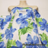 Big Tropical Blue Flowers and Green Leaves Print Swimsuit Nylon Spandex Fabric