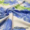 Big Tropical Blue Flowers and Green Leaves Print Swimsuit Nylon Spandex Fabric