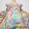 Light Pastel Colors Messy Tie Dye and Red Spray Print Lightweight Bikini Fabric