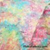 Light Pastel Colors Messy Tie Dye and Red Spray Print Lightweight Bikini Fabric