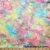 Light Pastel Colors Messy Tie Dye and Red Spray Print Lightweight Bikini Fabric at FlukyFabrics.com