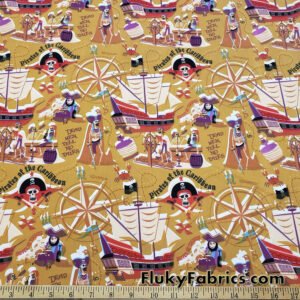 Ghostly Pirates Spandex Fabric at FlukyFabrics.com