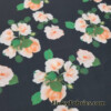Peach Roses on Charcoal Nylon Spandex Fabric for Bikini Swimsuit Swimwear and Activewear