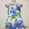 Big Tropical Blue Flowers and Green Leaves Print Swimsuit Nylon Spandex Fabric