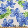 Big Tropical Blue Flowers and Green Leaves Print Swimsuit Nylon Spandex Fabric at FlukyFabrics.com
