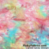 Light Pastel Colors Messy Tie Dye and Red Spray Print Lightweight Bikini Fabric