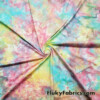 Light Pastel Colors Messy Tie Dye and Red Spray Print Lightweight Bikini Fabric