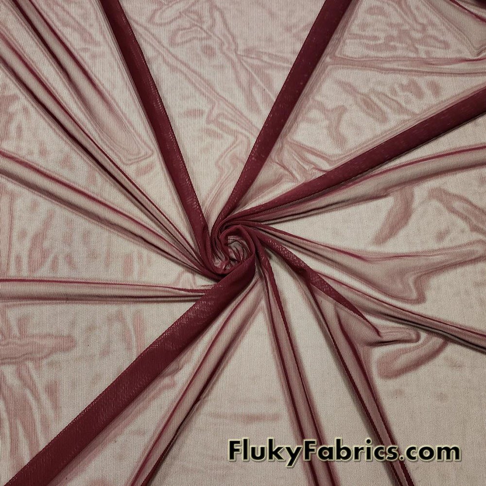 Burgundy Solid Power Mesh Nylon Spandex Fabric