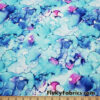 Watercolor Paint Splatter in Shades of Blue and Pink Abstract Print Swimsuit Nylon Spandex at flukyfabrics.com