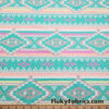 Aztec Print on Bright Pastels Nylon Spandex Fabric at flukyfabrics.com