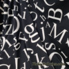 Big Scattered Ivory Letters Print on Black Ponte de Roma Knit Fabric