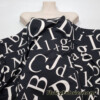 Big Scattered Ivory Letters Print on Black Ponte de Roma Knit Fabric