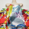 Giant Colorful Graffiti Spray Print on Cotton Rib Fabric