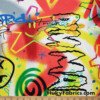 Giant Colorful Graffiti Spray Print on Cotton Rib Fabric at FlukyFabrics.com