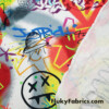 Giant Colorful Graffiti Spray Print on Cotton Rib Fabric
