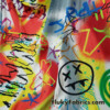 Giant Colorful Graffiti Spray Print on Cotton Rib Fabric