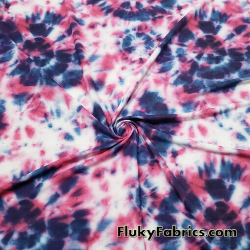 Shades of Blue and Pink Big Tie Dye Design Print Nylon Spandex Fabric