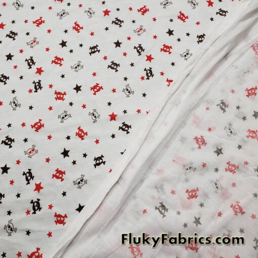 Skulls and Stars Print Lightweight Cotton Jersey Fabric