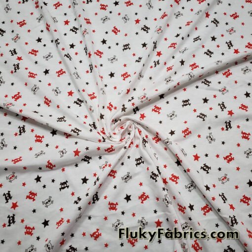Skulls and Stars Print Lightweight Cotton Jersey Fabric