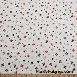 Skulls and Stars Print Lightweight Cotton Jersey Fabric at FlukyFabrics.com