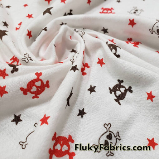 Skulls and Stars Print Lightweight Cotton Jersey Fabric