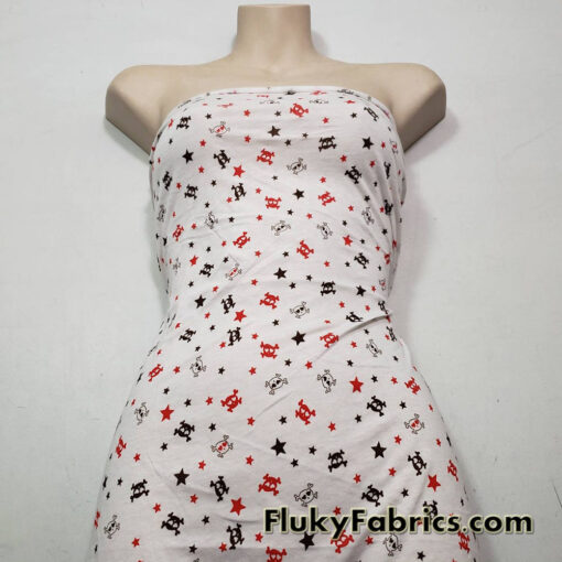 Skulls and Stars Print Lightweight Cotton Jersey Fabric