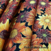 Autumn Flowers on Black 100% Cotton Woven Fabric – Non-Stretch, Light to Medium Weight – 45″ Wide