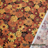 Autumn Flowers on Black 100% Cotton Woven Fabric – Non-Stretch, Light to Medium Weight – 45″ Wide