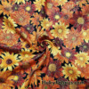 Autumn Flowers on Black 100% Cotton Woven Fabric – Non-Stretch, Light to Medium Weight – 45″ Wide