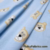 Bear Faces on Blue Cotton Rib