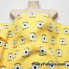 One Eyed Cartoon on Yellow Polyester Woven Knit Boardshort Fabric