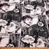 Black and White Comic Book Style Print Single Spandex Fabric cuts at flukyfabrics.com