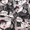 Black and White Comic Book Style Print Single Spandex Fabric