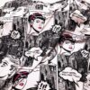 Black and White Comic Book Style Print Single Spandex Fabric