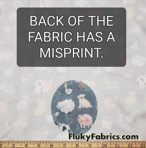 Cartoon Farm Animals Print on Bullet Textured Liverpool Fabric