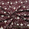 Clouds, Lightning, Hearts and Stars Print on Dark Burgundy Color Fleece Fabric
