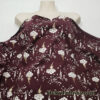 Clouds, Lightning, Hearts and Stars Print on Dark Burgundy Color Fleece Fabric