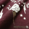 Clouds, Lightning, Hearts and Stars Print on Dark Burgundy Color Fleece Fabric