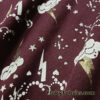 Clouds, Lightning, Hearts and Stars Print on Dark Burgundy Color Fleece Fabric