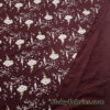 Clouds, Lightning, Hearts and Stars Print on Dark Burgundy Color Fleece Fabric