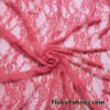 Dark Coral Stretch Lace Fabric at flukyfabrics.com