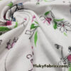 French Life Print on White Cotton Rib Fabric